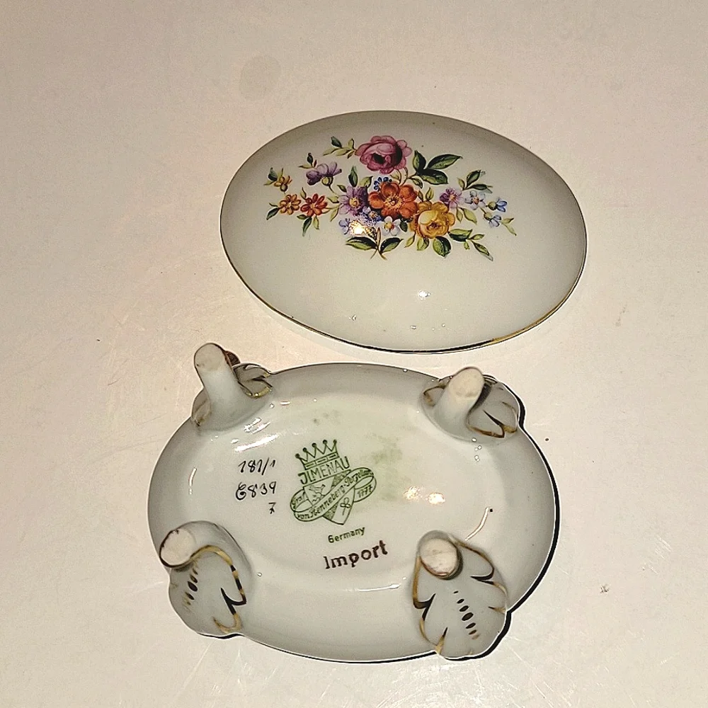 JIMENAU GRAF VON HENNEBERG  PORCELAIN TRINKET DISH WITH LID - Picture 7 of 12